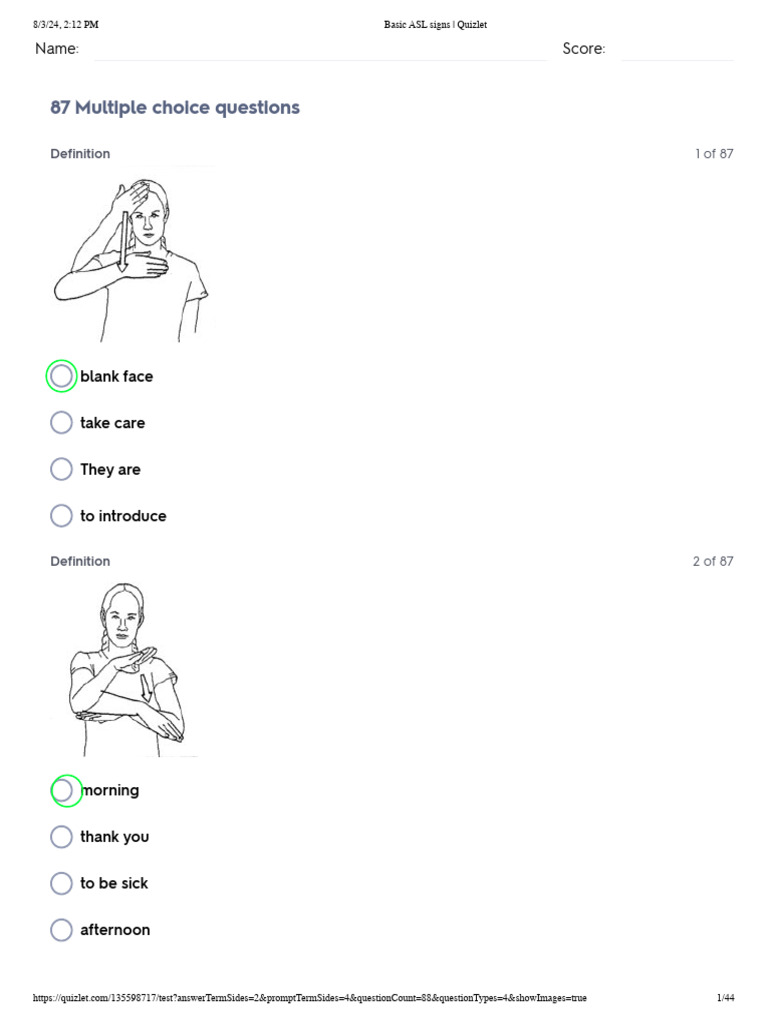 Nicole romero asl pre test pdf