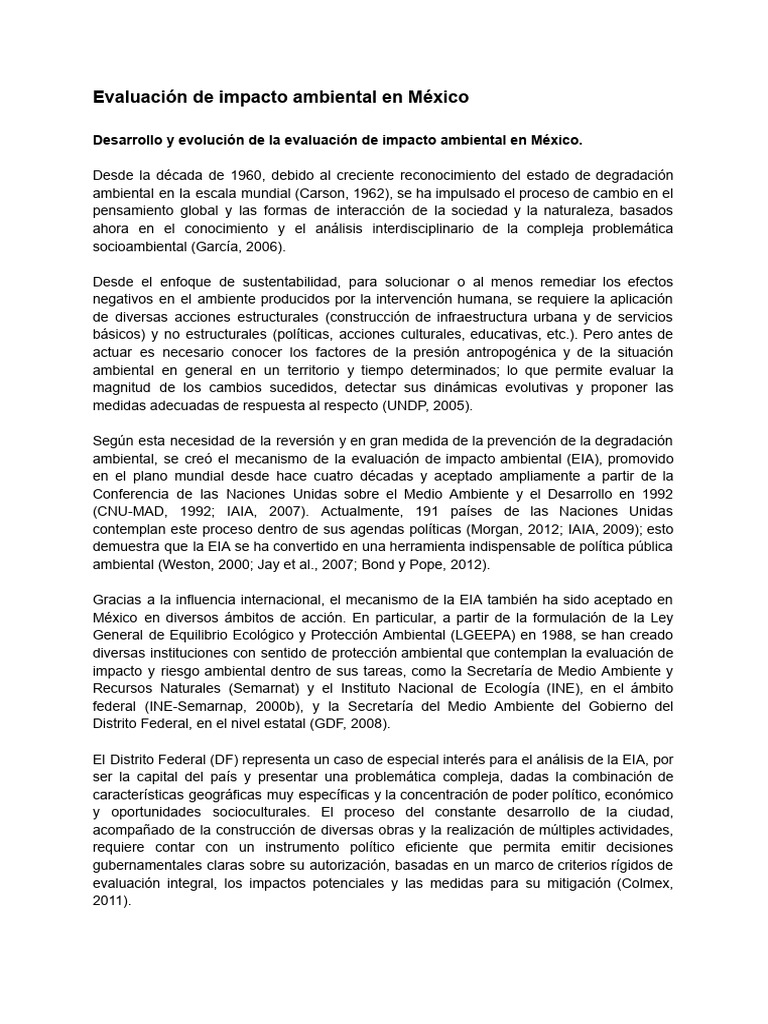 Evaluación de Impacto Ambiental en México | PDF