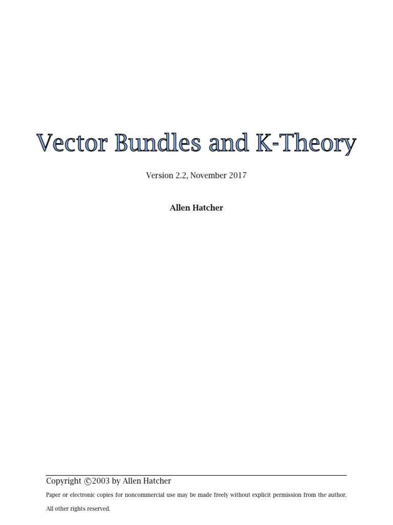 Hatcher A. - Vector Bundles and K-Theory | PDF