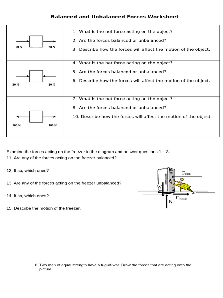Balance and Unbalance Worksheet | PDF