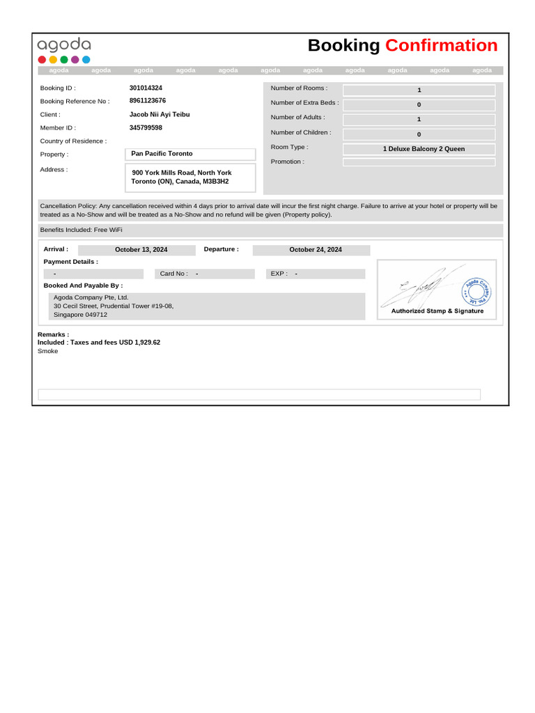 Jacob booking hotel pdf
