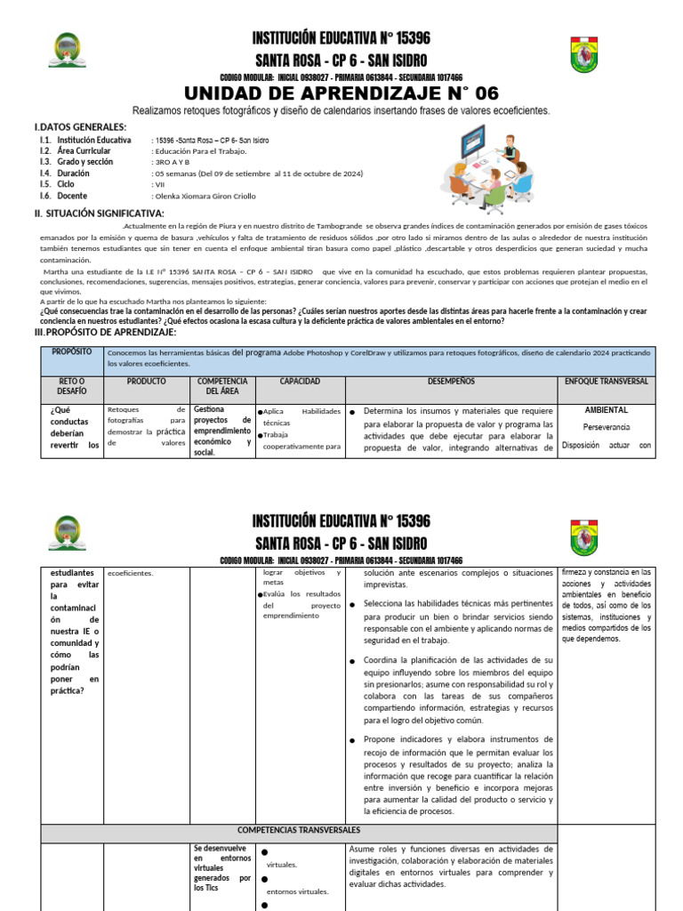 Unidad 06 - 3ro | PDF | Aprendizaje | Crecimiento personal y profesional