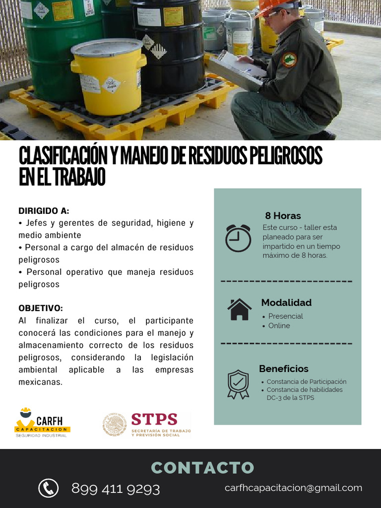 Ficha Tecnica Clasificacion y Manejo de Residuos Peligrosos en El ...