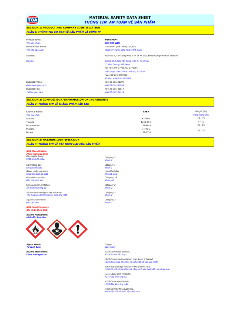 MSDS WIN Sprayed | PDF