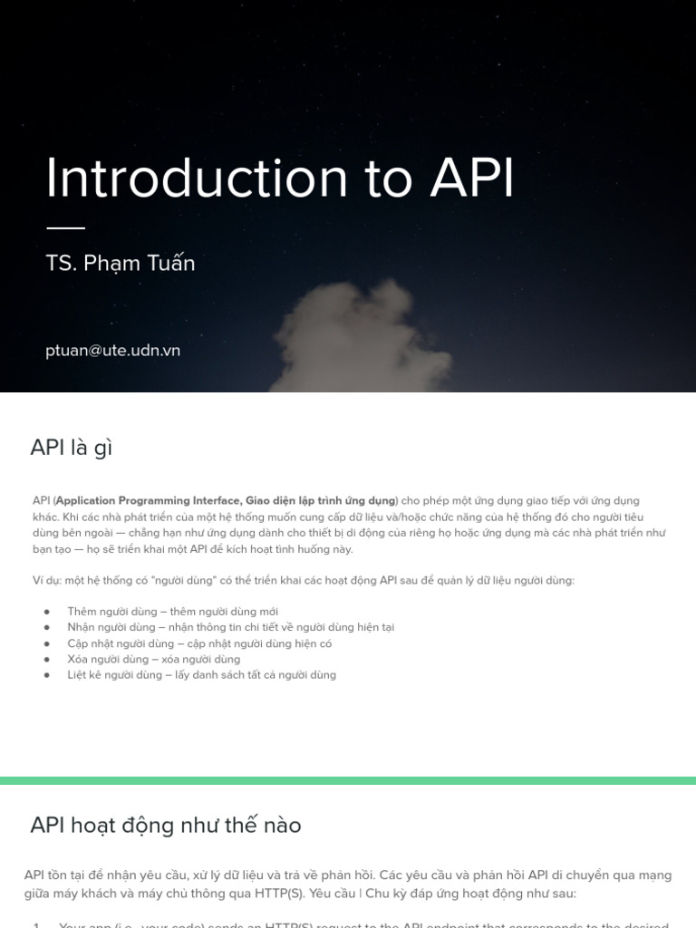 Tuần 10 - Introduction to API | PDF