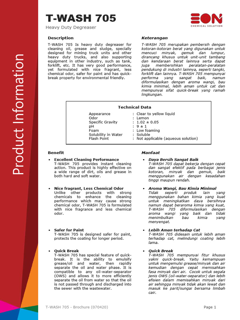 Eon Chemical T-WASH705B201 | PDF