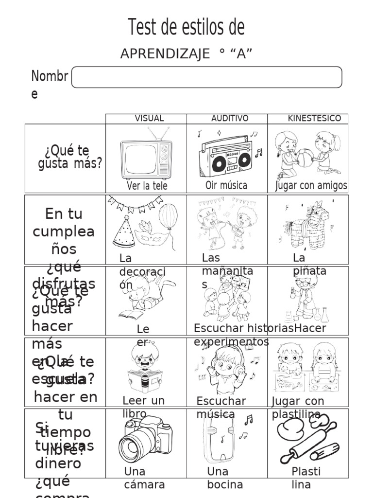 Preferencias y Estilos de Aprendizaje Infantil | PDF