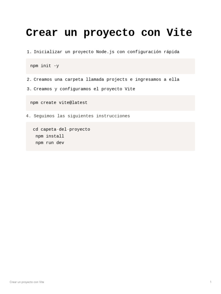 Crear Proyecto React Con Vite | PDF