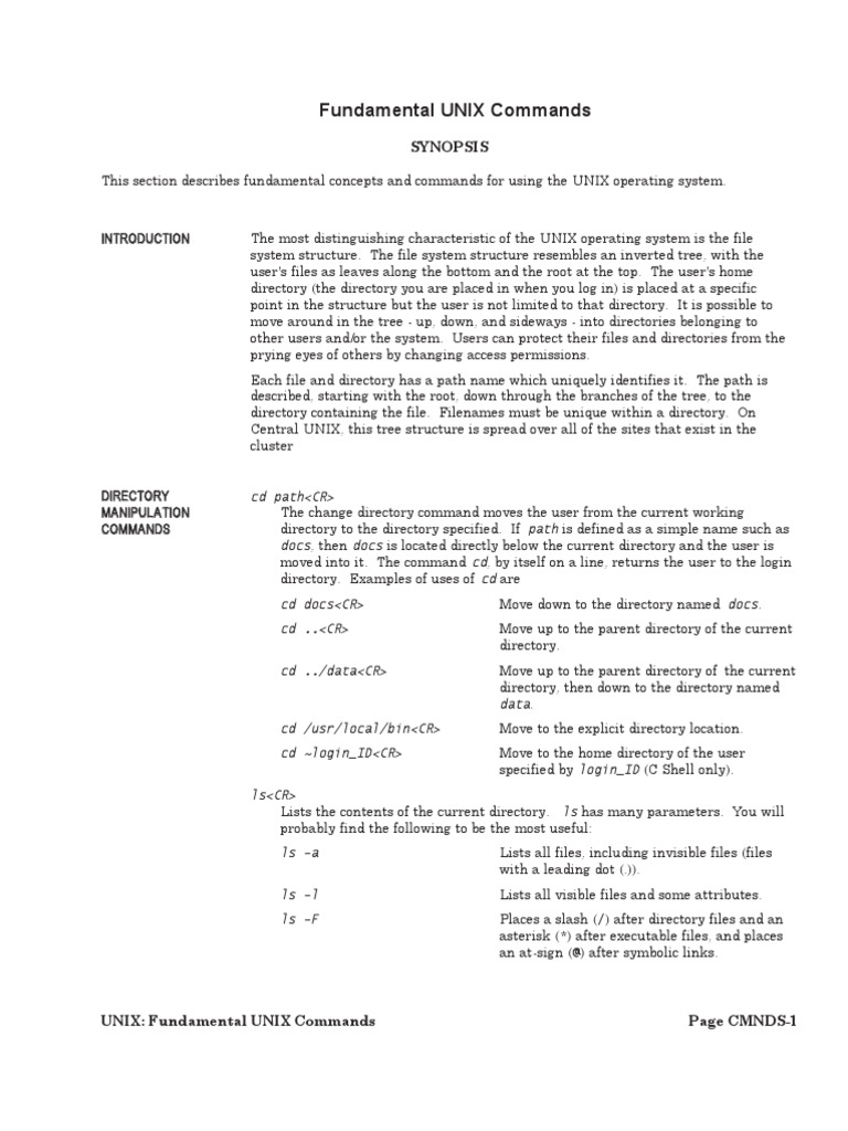 Essential UNIX Command Guide | PDF | Directory (Computing) | Computer File