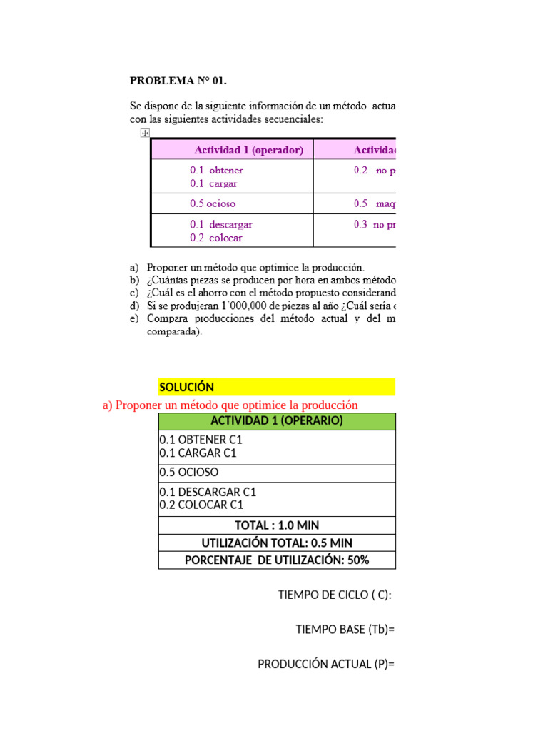 A) Proponer Un Método Que Optimice La Producción: Solución Actividad 1 ...