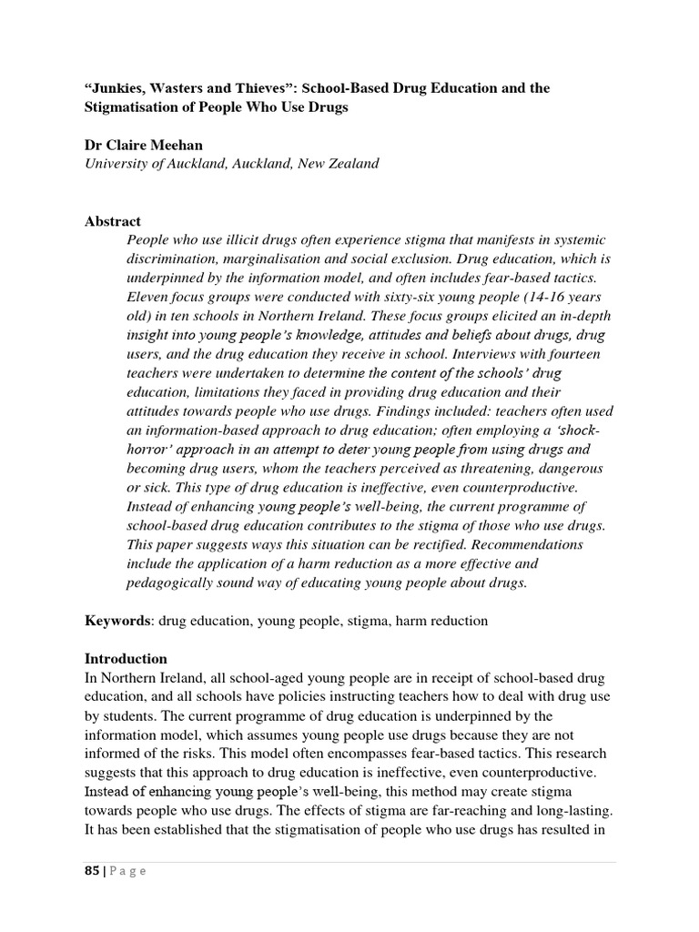 2017 meenhan junkies wasters and thieves school based pdf