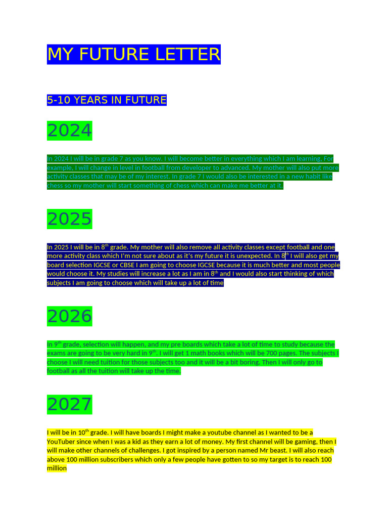 My Future Letter Pdf