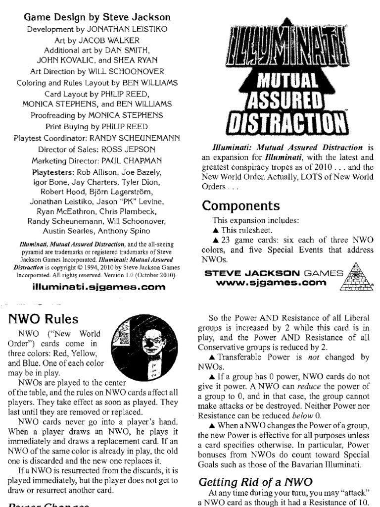 illuminati INWO New World Order Mutual Assured Distraction Expansion 1st Edition 