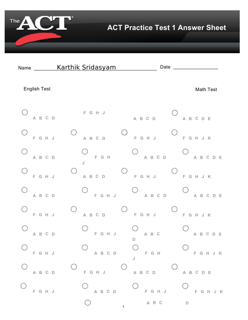 Free Printable Act Practice Worksheets