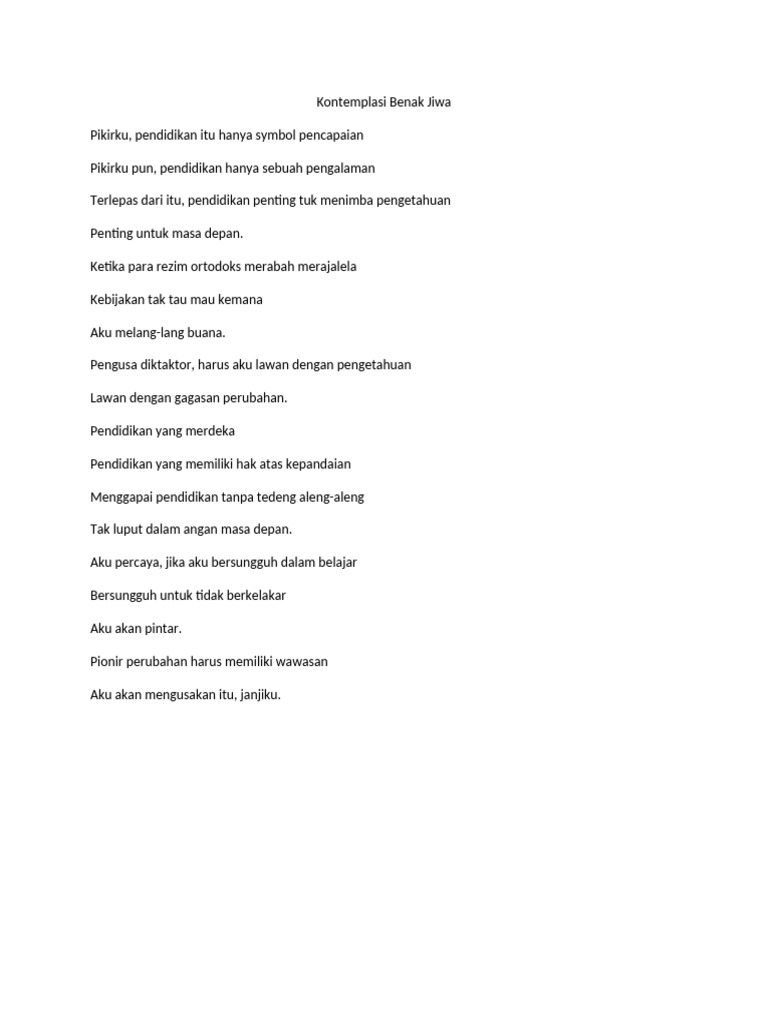 Kontemplasi Benak Jiwa | PDF