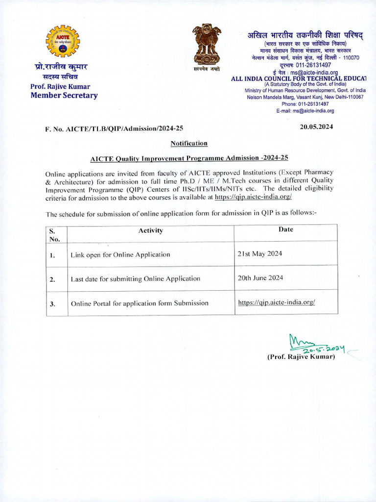 Quality Improvement Programme Admission 2024 25 Pdf