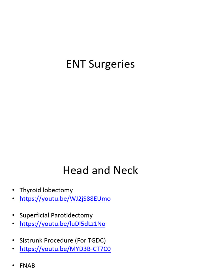 ENT Surgeries | PDF