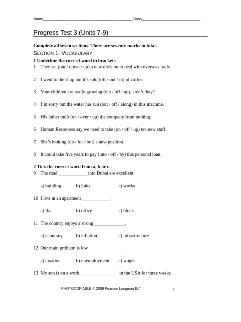 Progress Test 3: Vocabulary & Skills | PDF | Career & Growth | Business