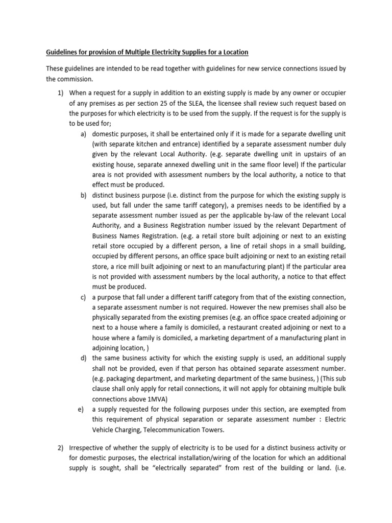 GUidelines For Multiple Connections For A Location FINAL | PDF