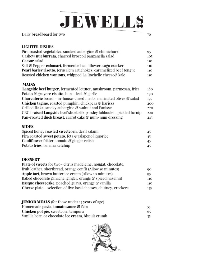 Jewells Aug Menu 2024 PDF Salad Cooking Food Wine