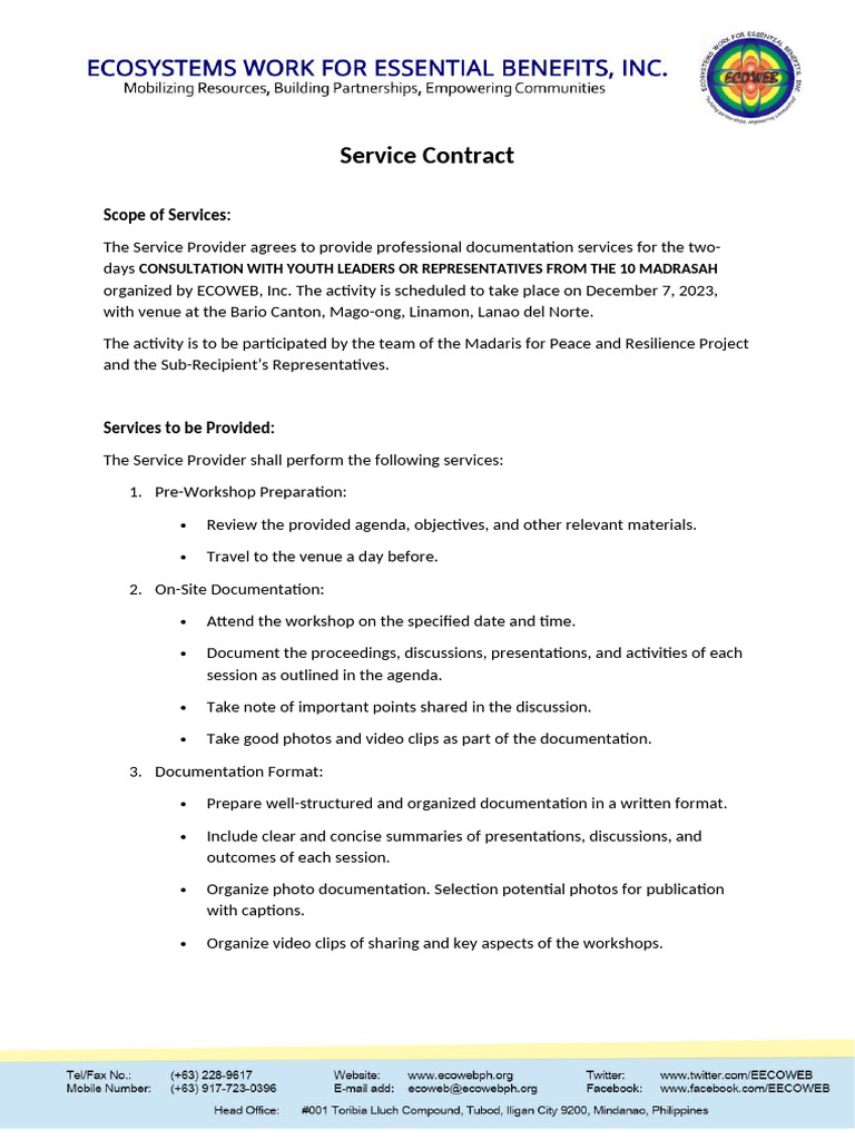 Service Contract For The Documentation - GIZ | PDF