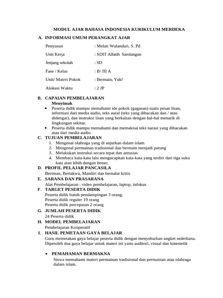 MELATI WULANDARI. 3A Projek Bahasa Indonesia | PDF