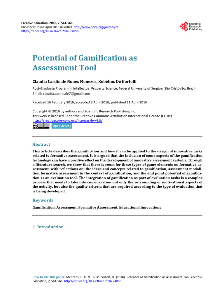Potential of Gamification As Assessment Tool | PDF