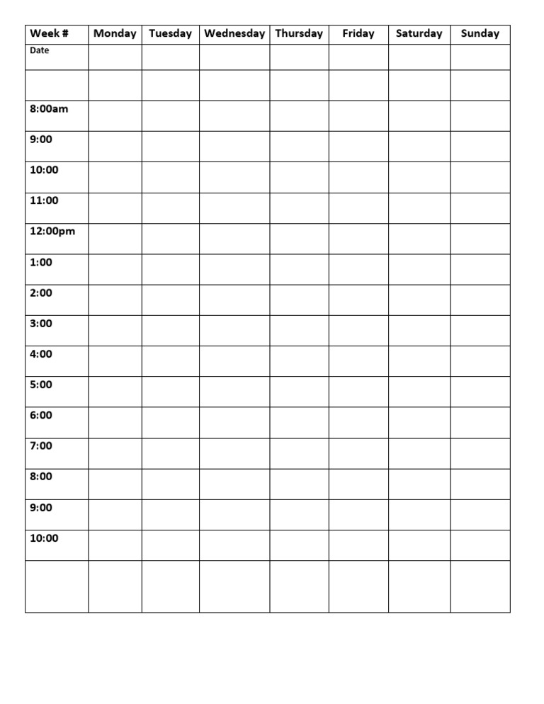 Weekly Schedule Template | PDF