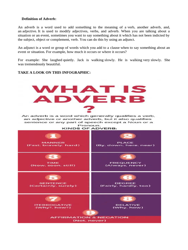 Definition of Adverb | PDF