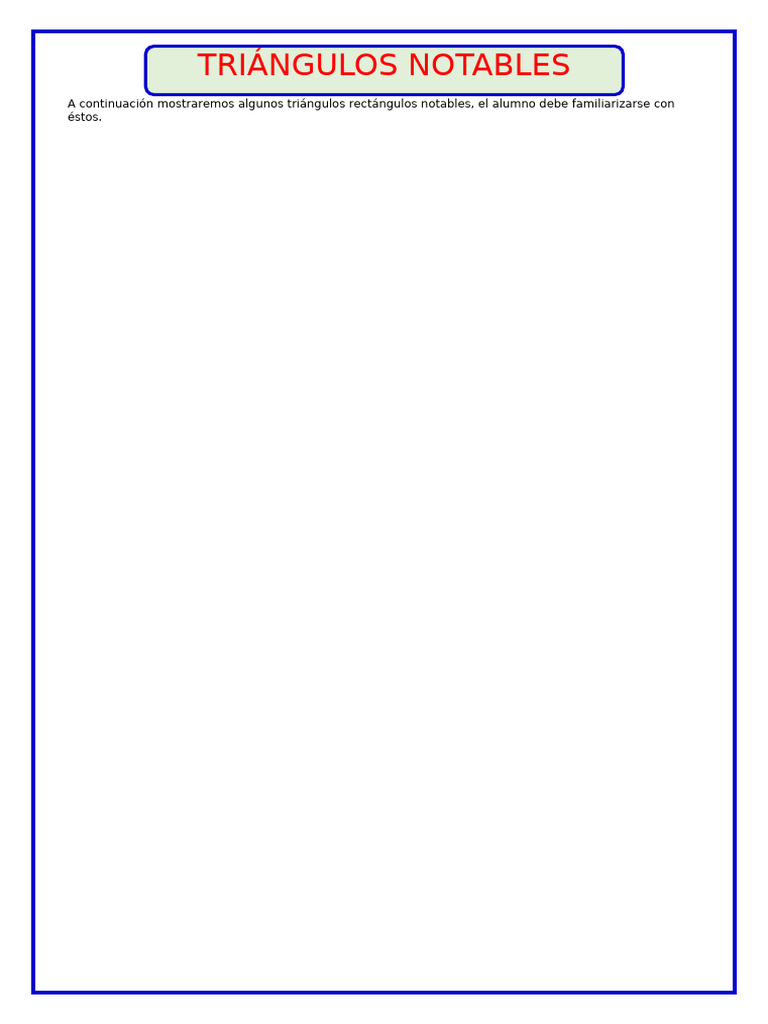 Ejercicios de Triangulos Notables para Segundo de Secundaria | PDF