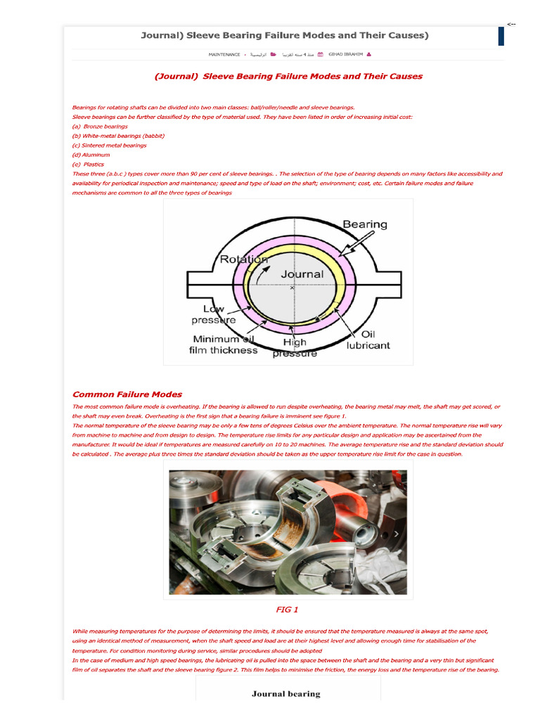 Sleeve Bearing Failures | PDF