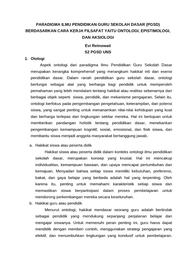 Paradigma Ilmu Pendidikan Guru Sekolah Dasar | PDF