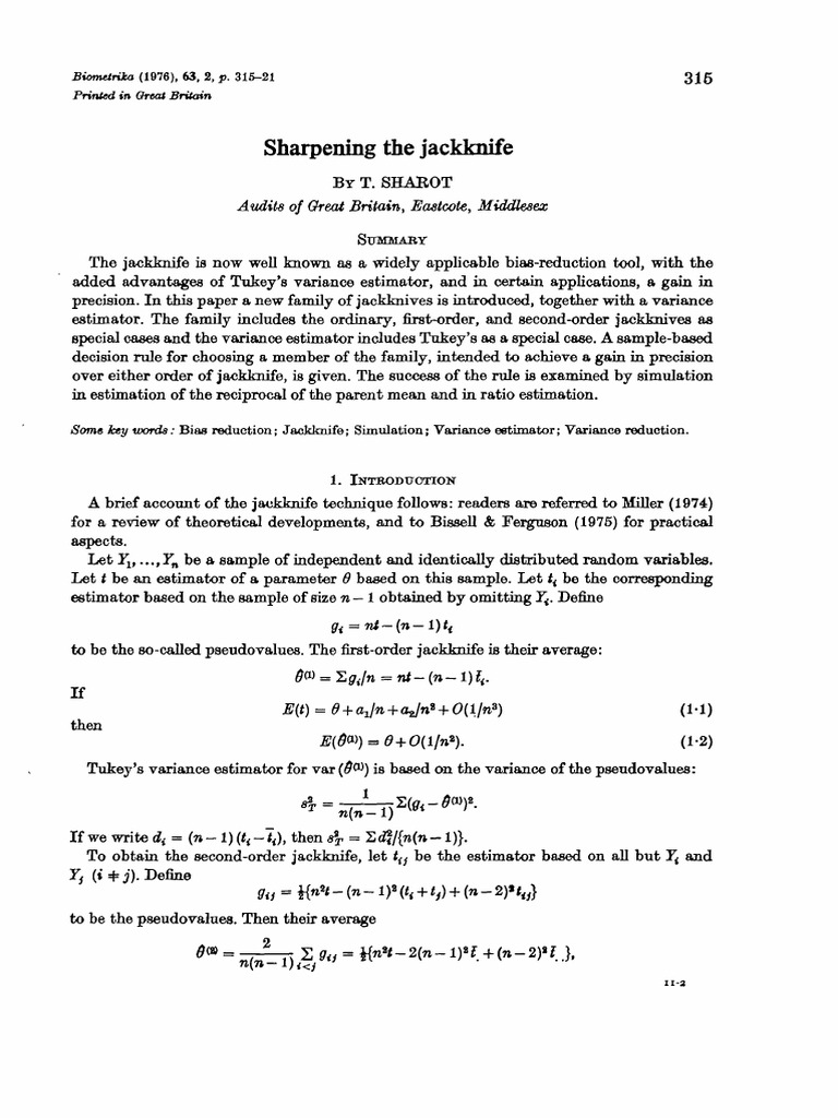 Sharpening The Jackknife | PDF
