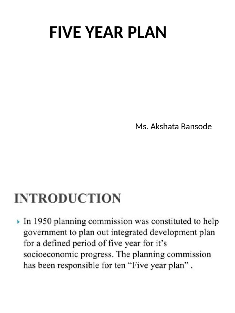 Five year plan pdf
