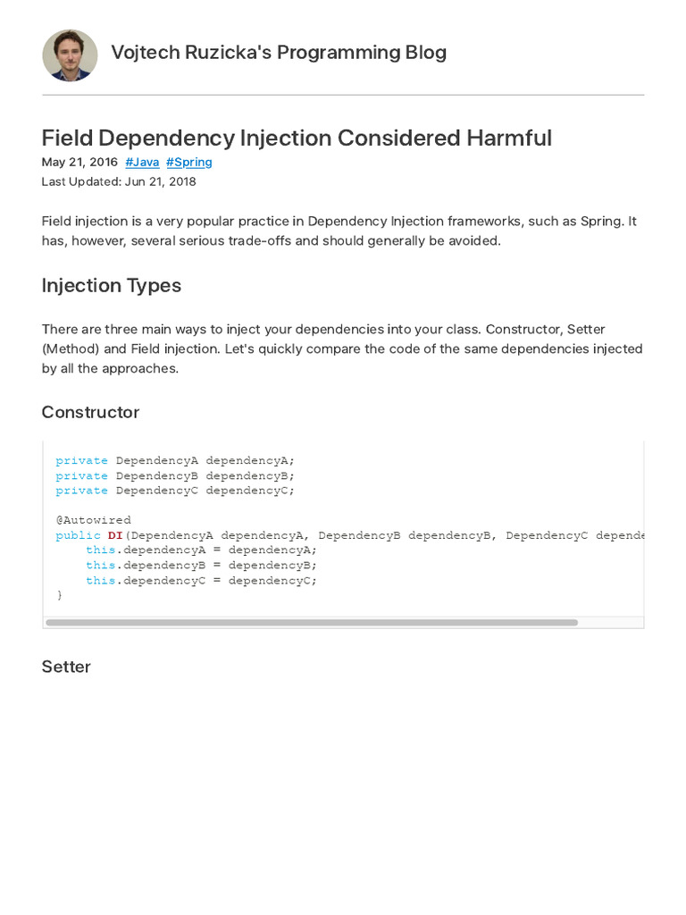 4 Stop Using Field Injection A | PDF