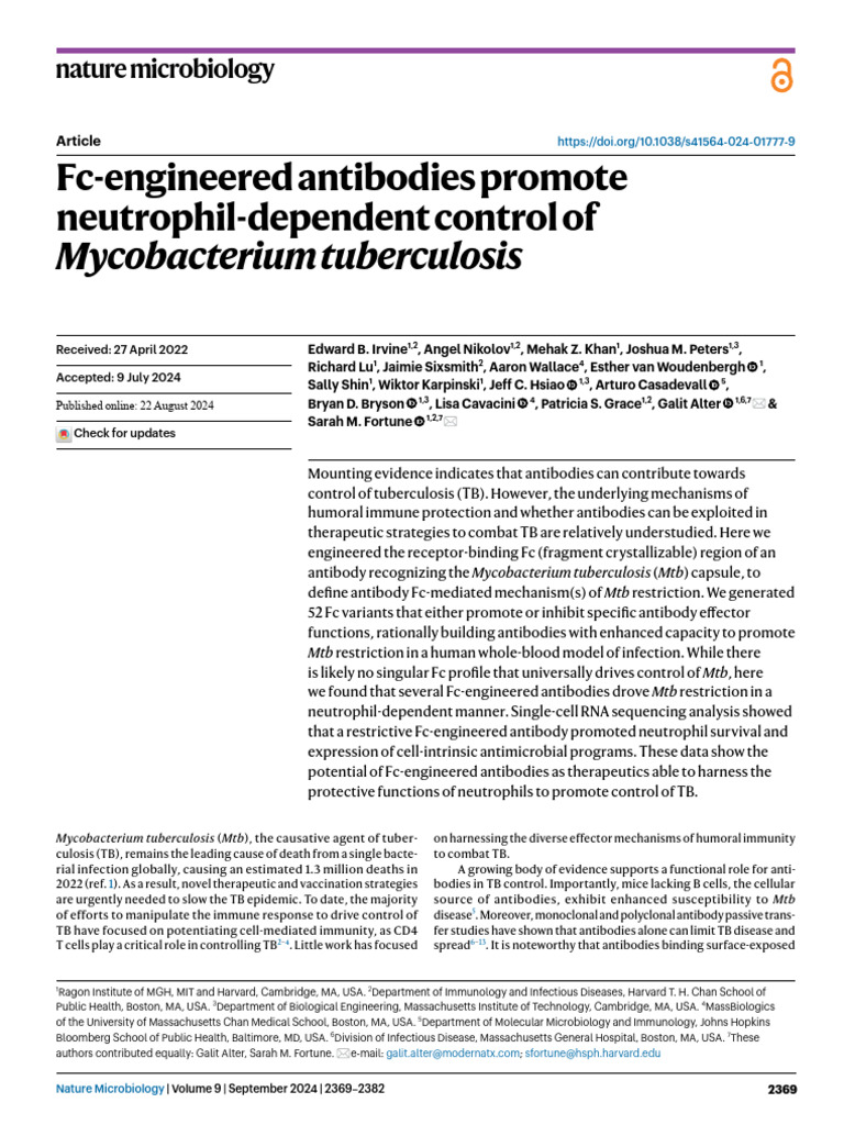 Fc-Engineered Antibodies Promote Neutrophil-Dependent Control of | PDF