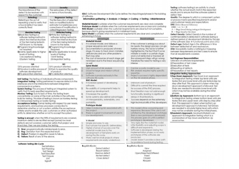 Manual Testing Cheat Sheet | PDF