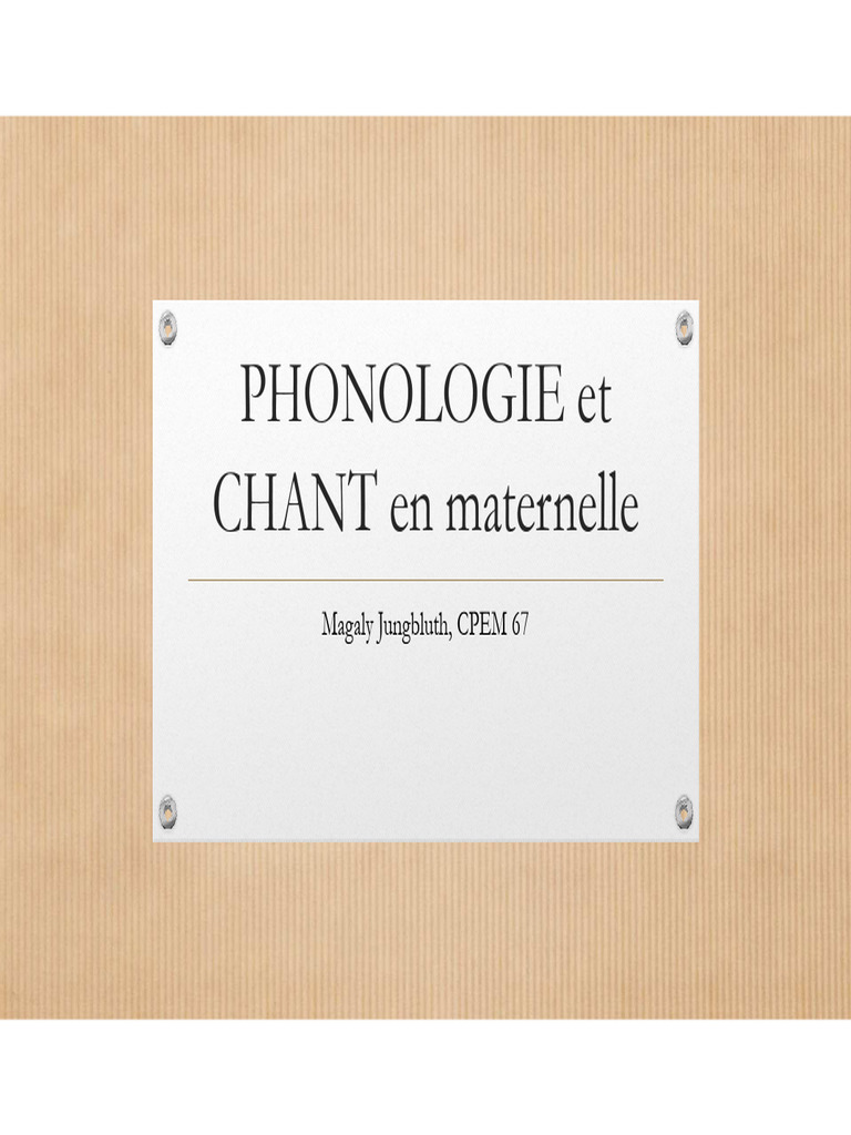 Phonologie Et Chant En Maternelle Diaporama1 Pdf Pdf