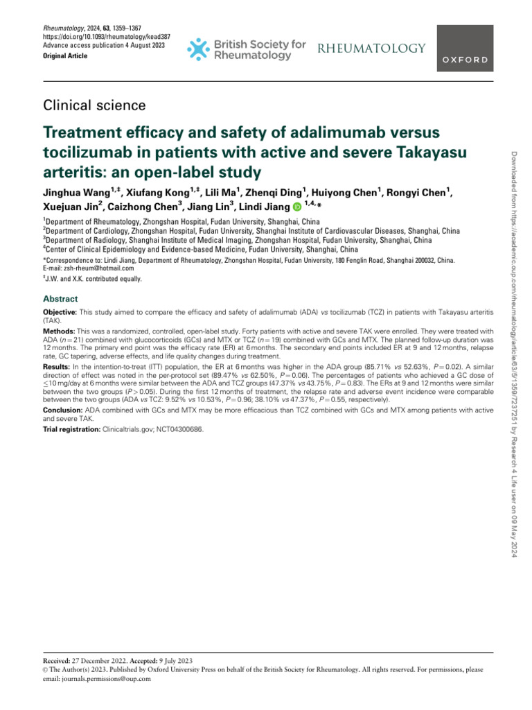 Treatment Efficacy and Safety of Adalimumab Versus | PDF