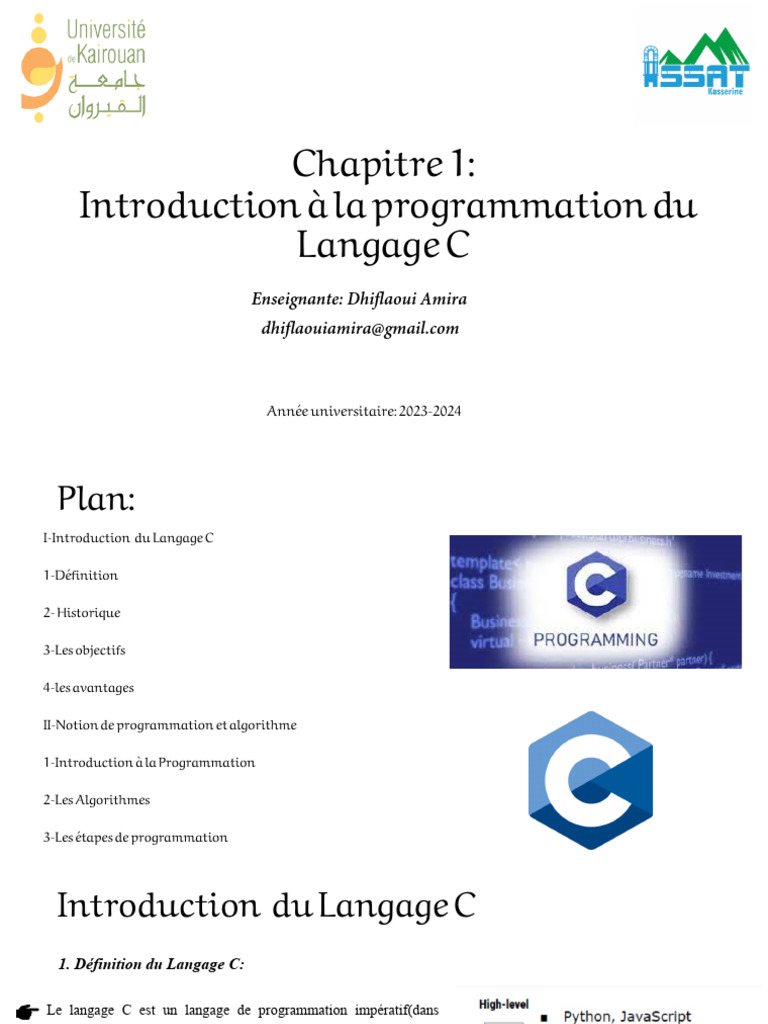 Introduction au Langage C et Programmation | PDF | Programmation ...