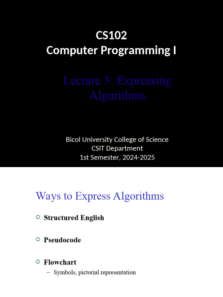 Lecture3 (Expressing Algortihms) | PDF