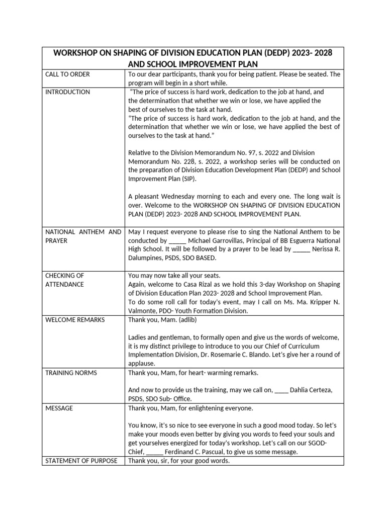 DEDP and SIP Workshop Overview | PDF