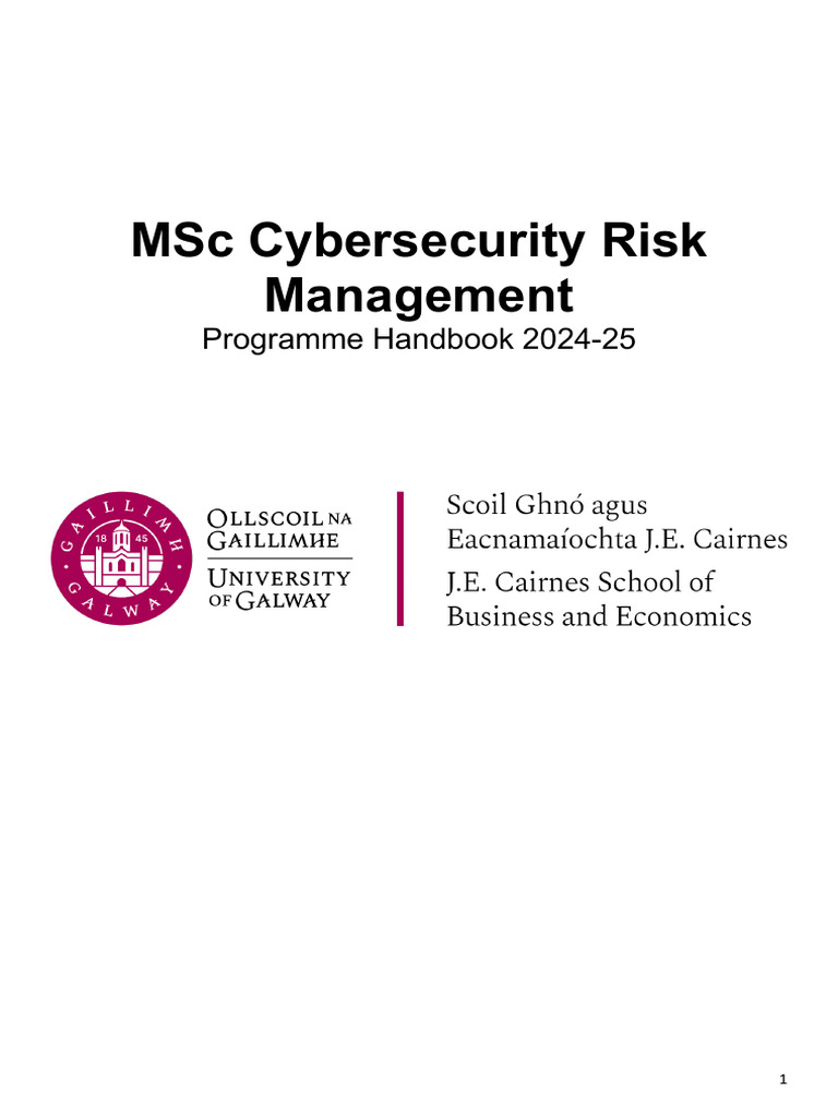 MSc Cybersecurity Risk Management Handbook | PDF | Analytics | Plagiarism