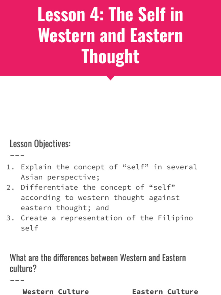 Lesson 4 The Self in Western and Eastern Thought | PDF