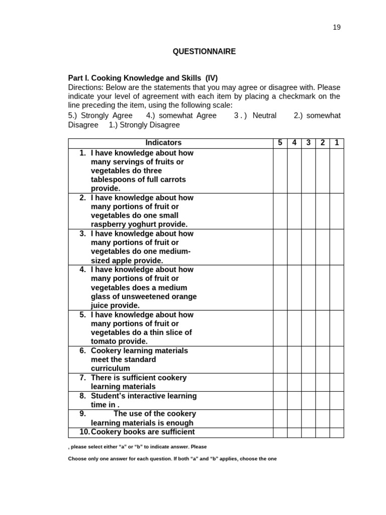 Research in Culinary Students G-12 | PDF