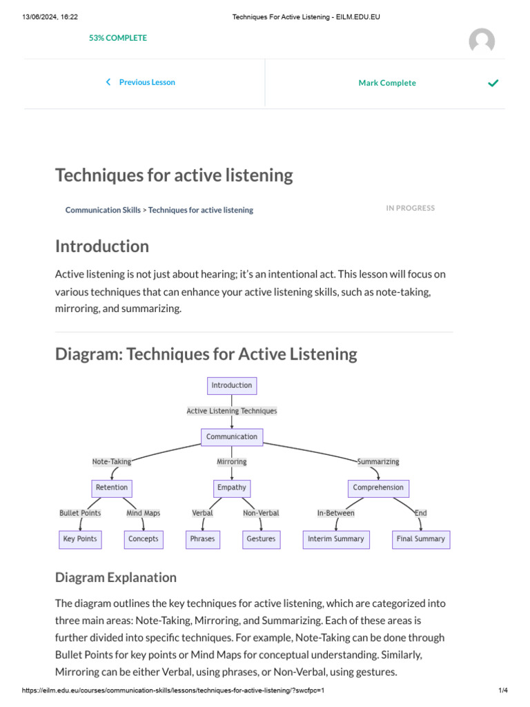 Active Listening Techniques Explained | PDF | Nonverbal Communication ...