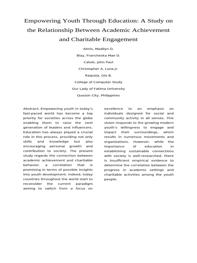 Empowering Youth Through Education 1 | PDF