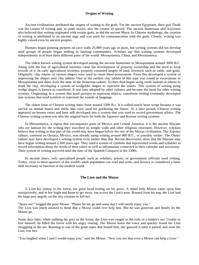 Eapp Origins Of Writing Pdf