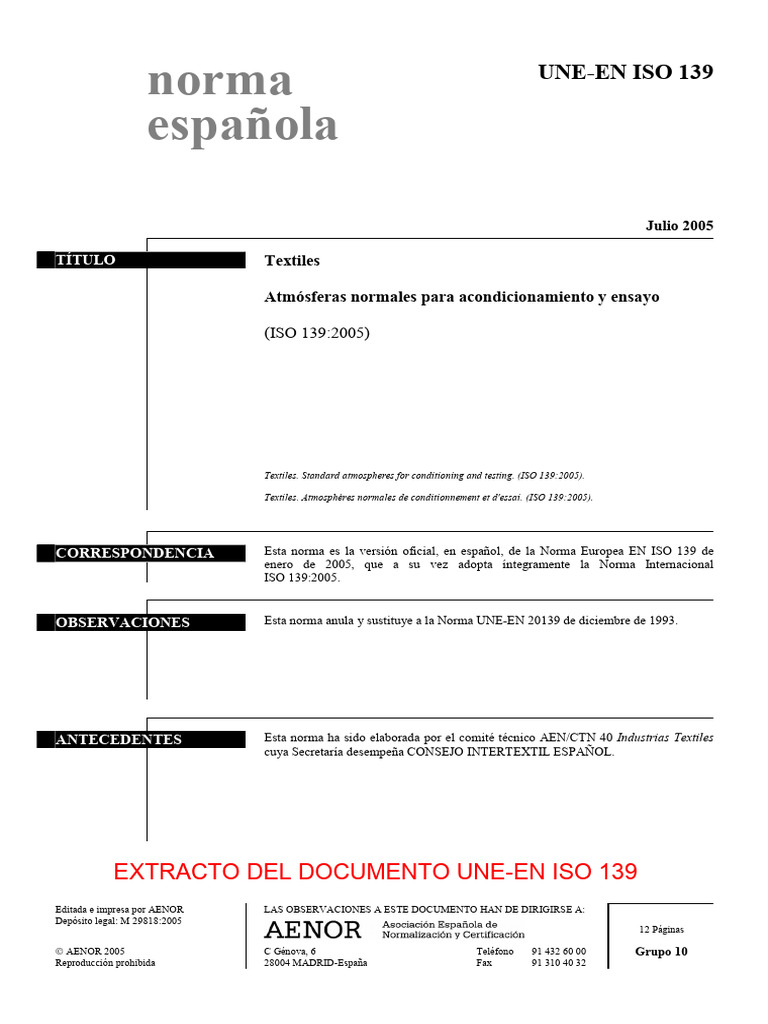 (Ex) Une-En Iso 139 2005 | PDF
