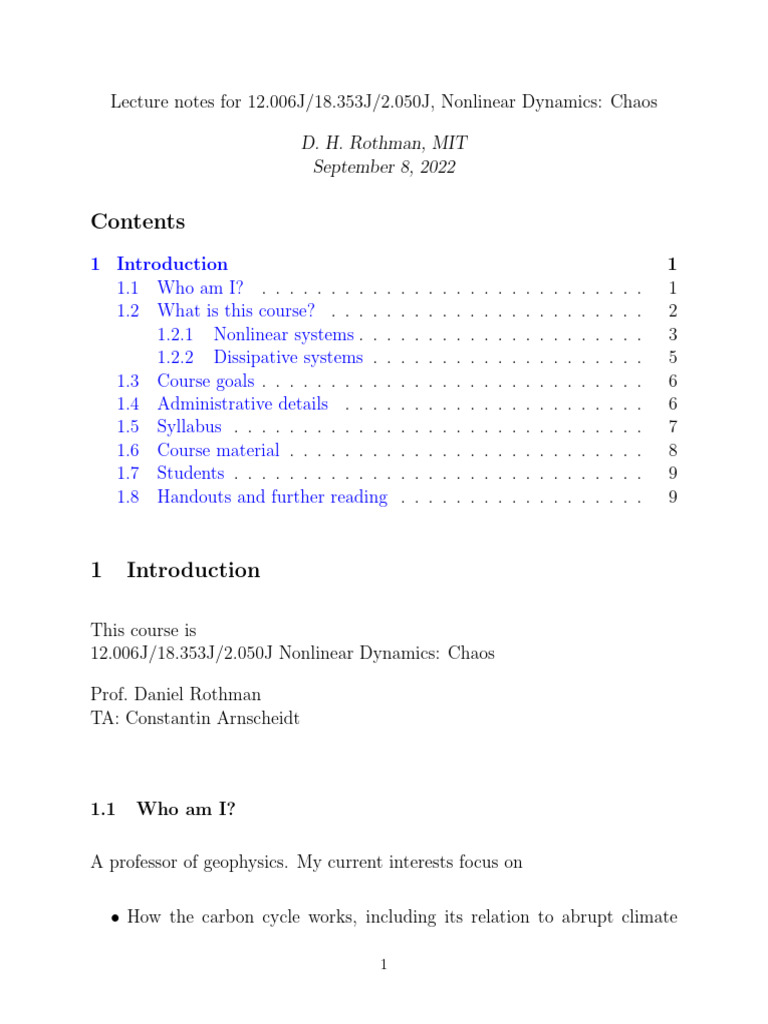 MIT, Lecture 1, Chaos | PDF | Chaos Theory | Science & Mathematics